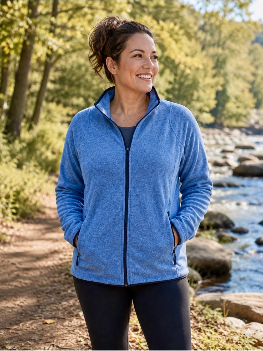 Eddie Bauer Women’s 2X Blue Full Zip Fleece Athletic Jacket Hiking Outdoor
